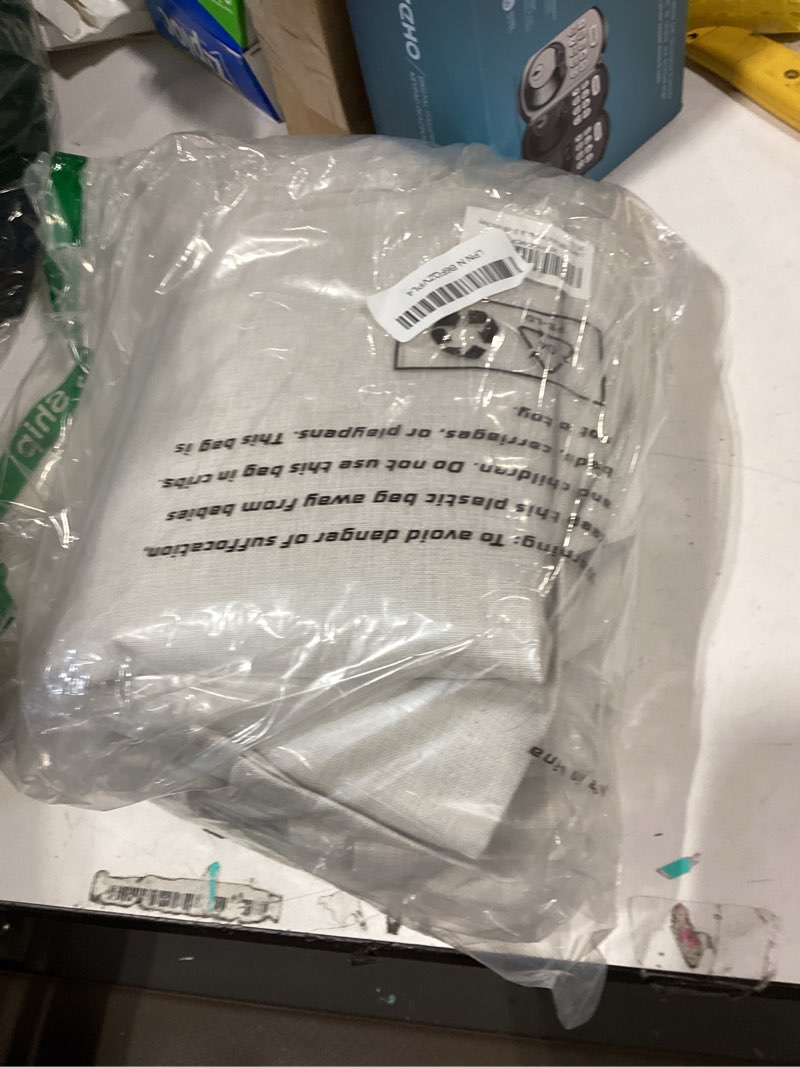 Condition photo showing Good Condition for lamit 100% blackout natural polyester curtains, 68 inches linen textured thermal bedroom curtains back tab and rod pocket neutral panels with white liner for farmhouse, 2 panels, 52 x 68 inch, ivory 52"w x 68"l (pack of 2) ivory