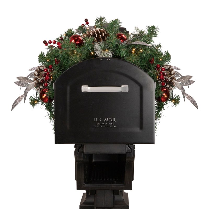 36" Pre-lit Decorated Artificial Pine Christmas Mailbox Swag