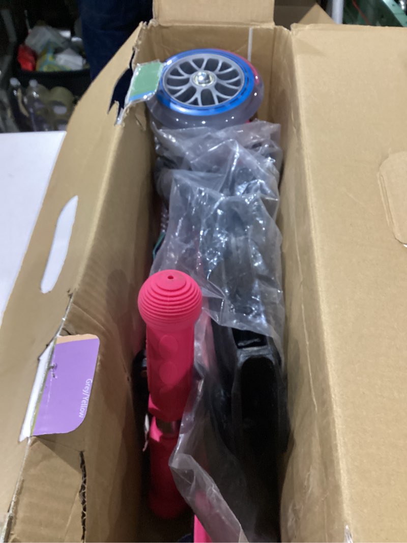 Condition photo showing As Is for micro kickboard | mini 3-in-1 deluxe toddler scooter for ages 1–5 | ride-on with removable parent push bar | 3 wheel lean-to-steer design | adjustable t bar | smooth ride pu wheels | swiss design pink