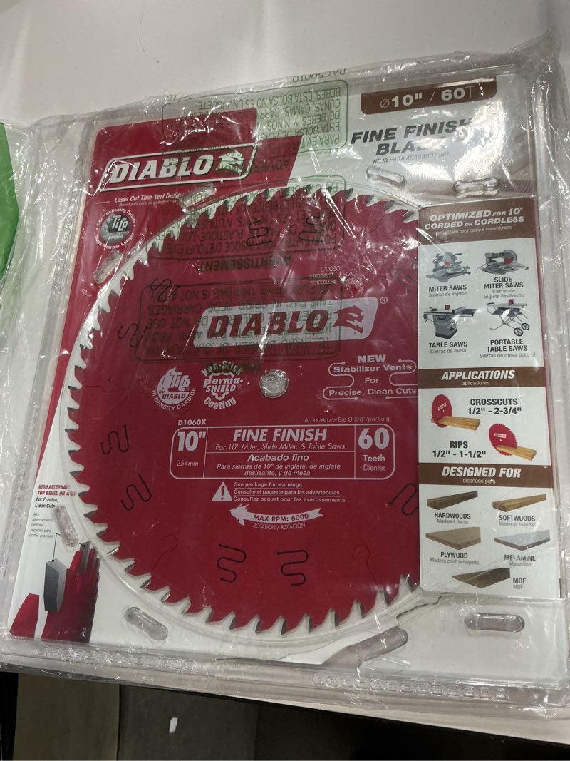 Condition photo showing Good Condition for Diablo by Freud D1060X 10" x 60 Tooth Fine Finish Saw Blade