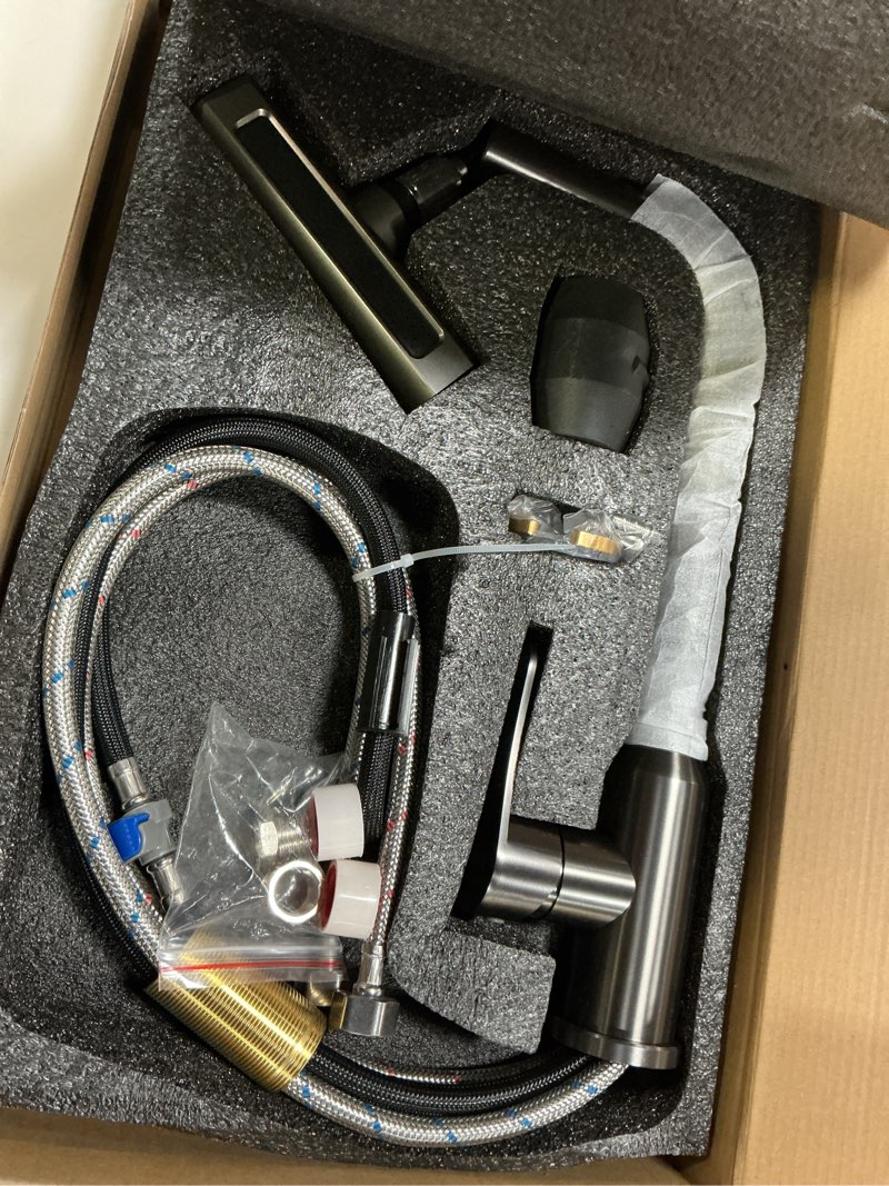 Condition photo showing New/Like New for Waterfall Faucet - Pull Down Sprayer with 4 Modes & 360 Swivel, Easily Installed Modern Commercial Kitchen Sink Faucet 4 Modes Gray