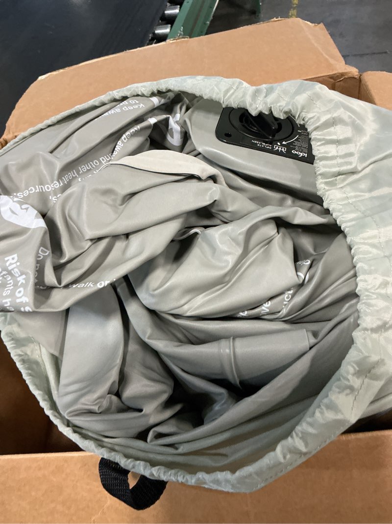 Condition photo showing As Is for idoo air mattress queen with built in pump, 18" raised blow up bed grey white queen