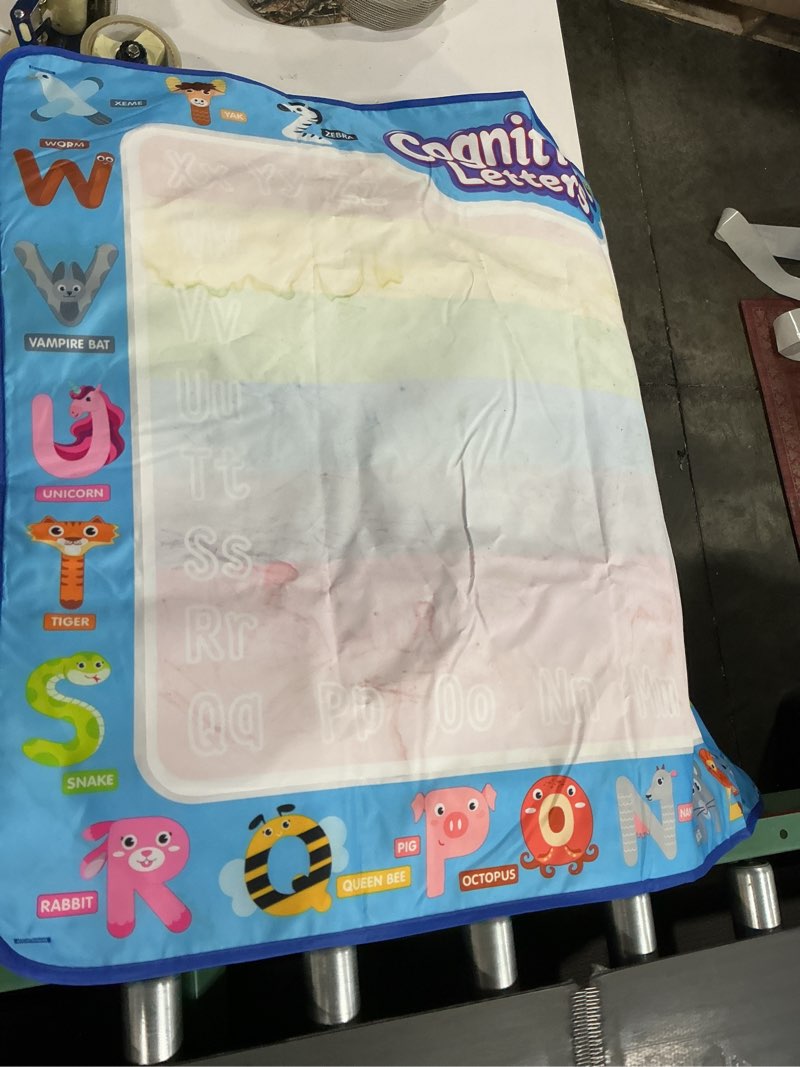 Condition photo showing As Is for Jasonwell Aqua Water Doodle Mat 40 X 32 Inches Large Magic Drawing Doodling Mat Coloring Mat Educational Toys Christmas Birthday Gifts for Kids Toddler Boys Girls Age 2 3 4 5 6 7 8 Year Old (Alphabet) Alphabet 40"X32"