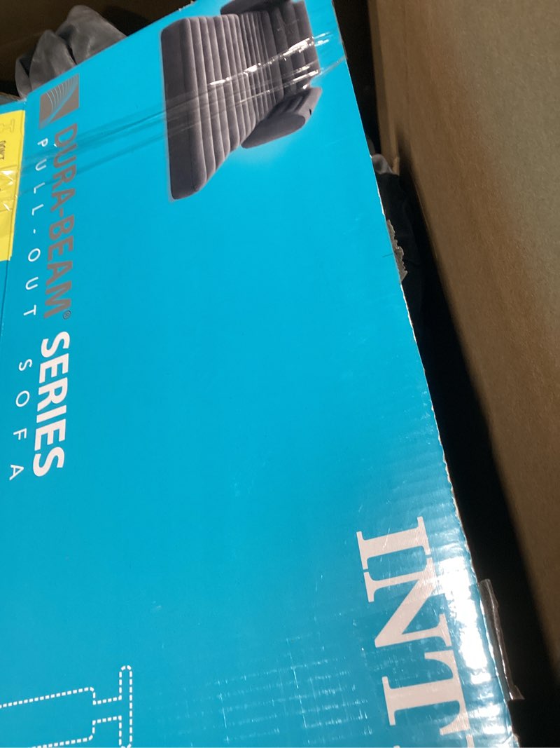 Condition photo showing Good Condition for Intex Inflatable Pull-Out Sofa: Velvety Surface, 2-in-1 Valve, Cupholder, 46" x 88" x 26" - Blow-Up Couch and Folding Queen Size Air Mattress Bed