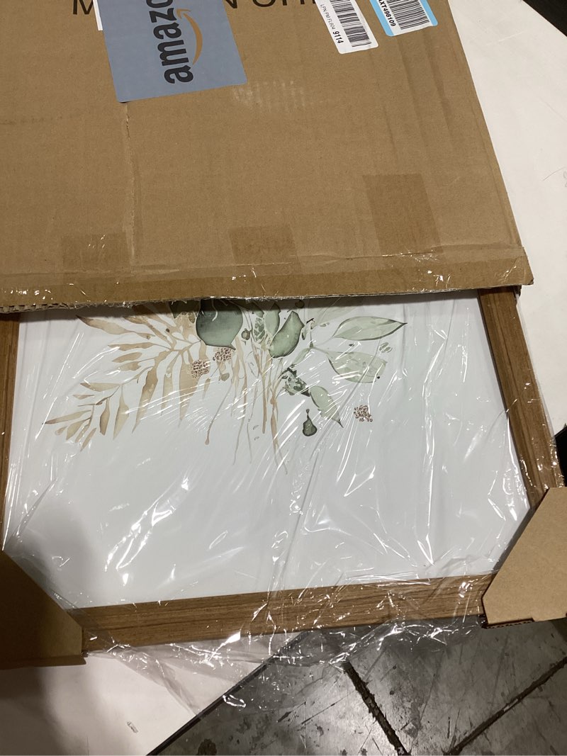 Condition photo showing New/Like New for joocrise wooden frame watercolor botanical wall art boho floral canvas wall decor prints sage green wildflower wall art modern flower pictures botanical painting for bedroom bathroom 16x24x3 inch 24"l x 16"w watercolor botanical prints