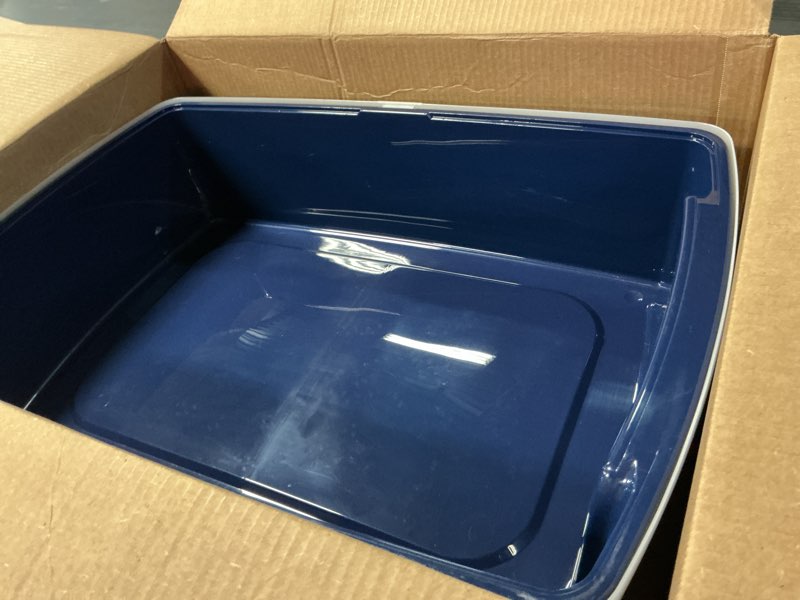 Condition photo showing Good Condition for  iris open top cat litter box with scatter shield, navy, large