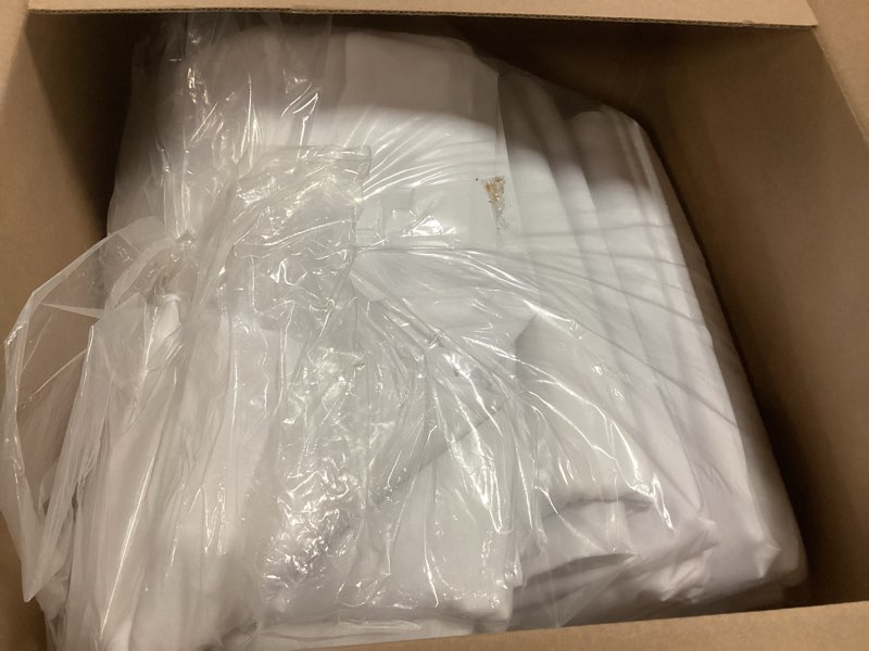 Condition photo showing As Is for surmente 10 pack white rectangle tablecloth 90 x 156-inch rectangular polyester table cloth for weddings, banquets, or restaurants 90x156 in, 10 pack white