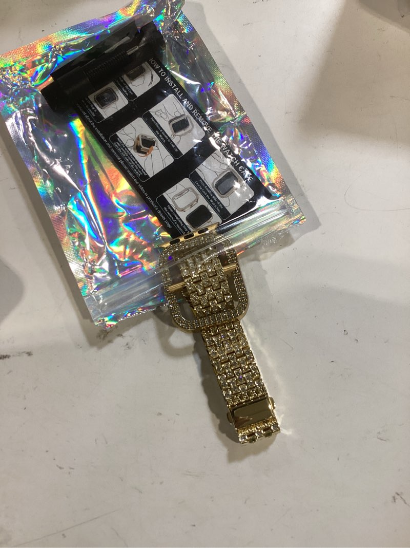 Condition photo showing Good Condition for jr.dm diamond bands with bling case women compatible with apple watch 40mm 38mm 41mm 44mm 45mm 42mm 46mm 49mm luxury metal bracelet replacement strap for iwatch series 11/10/9/8/7/6/5/4 se/ultra 3/2/1 a4 gold 40mm (series 6/5/4/se)