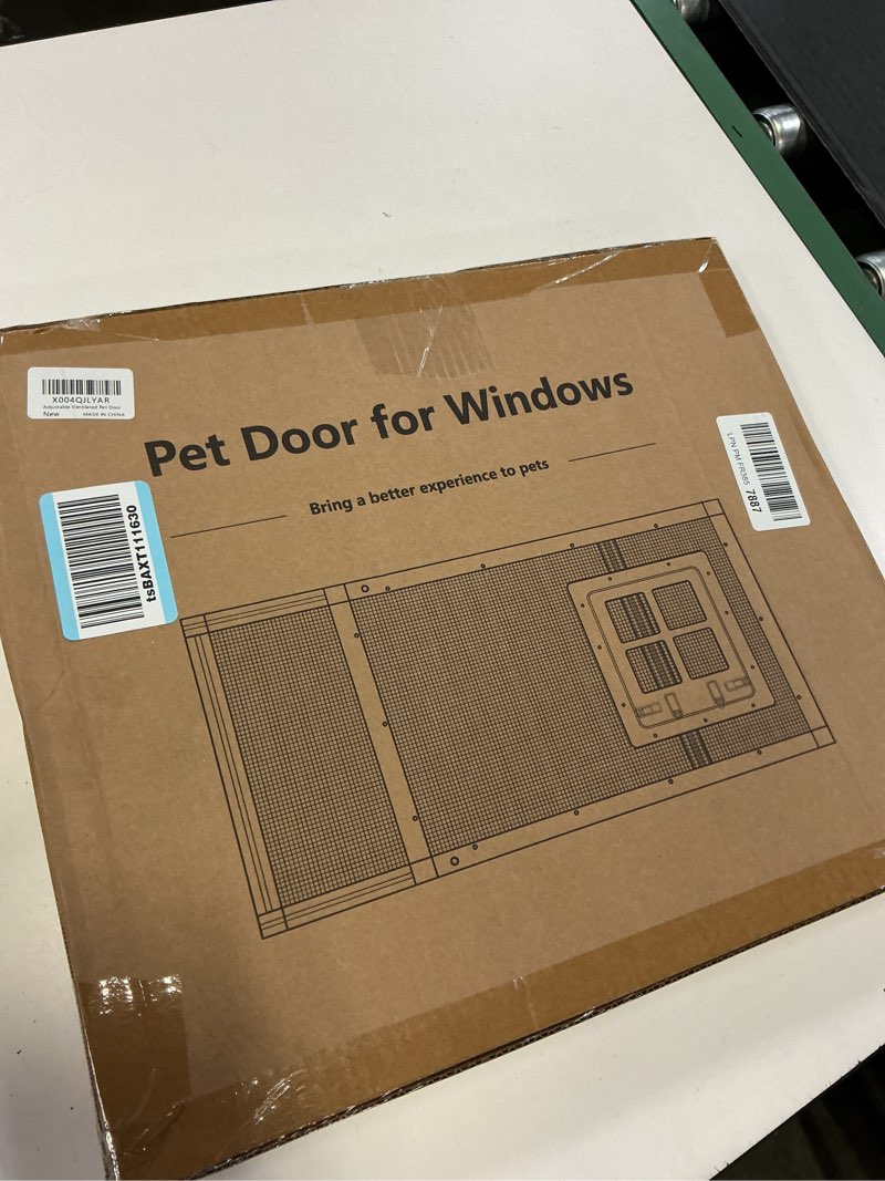 Condition photo showing New/Like New for ventilated pet door for window, fits 28.5"-32" width window, 2-min install | aluminum frame + stainless steel mesh | breathable bug-proof | magnetic closure window cat door, cat door for window insert white fit window: 28.5''-32''