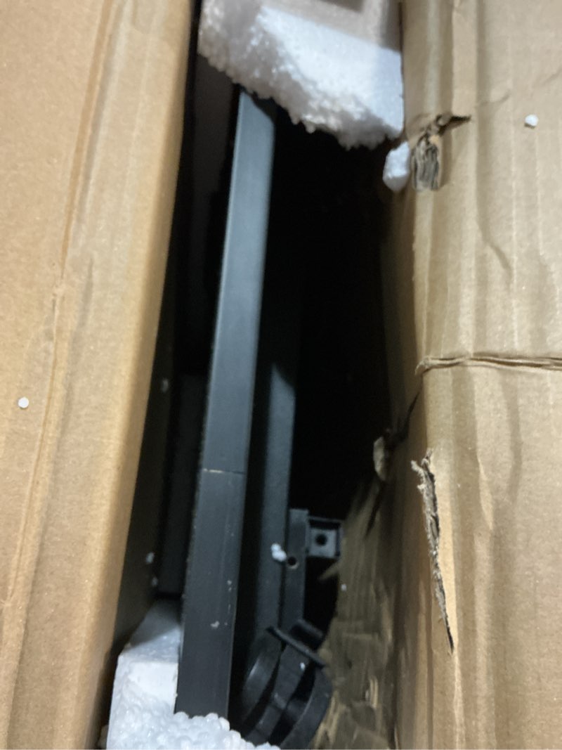 Condition photo showing As Is for Adjustable Height Standing Desk with Power Outlets, Rolling Stand Up Desk with Monitor Stand and Storage Shelves, 31.5" Small Mobile Computer Desk, Portable Laptop Table (Black with Monitor Stand)