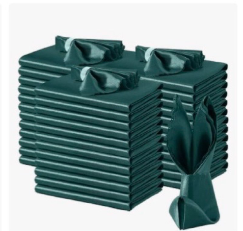 Bailarina 80 Pack Hunter Satin Napkins,17x17 Inches Wedding Napkins Square Soft Silky Table Napkins  (missing parts)