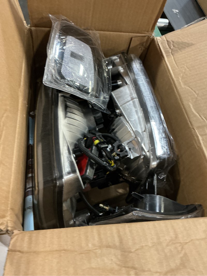 Condition photo showing As Is for headlight assembly fit for 2001-2011 ford ranger w/led drl sequential turn light 01-11 ranger with corner lights headlamp driver and passenger side (black housing clear relfector) black housing + clear reflector led drl sequential