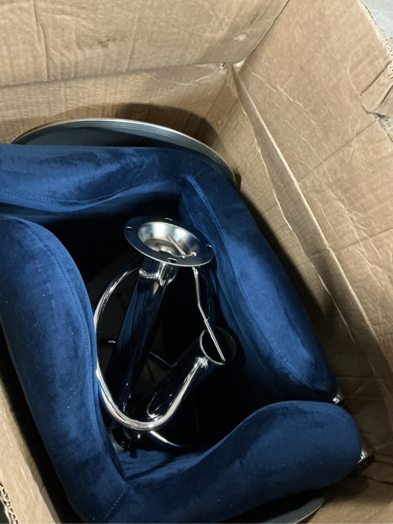 Condition photo showing Good Condition for roundhill furniture ellston velvet adjustable swivel barstools in blue, set of 2
