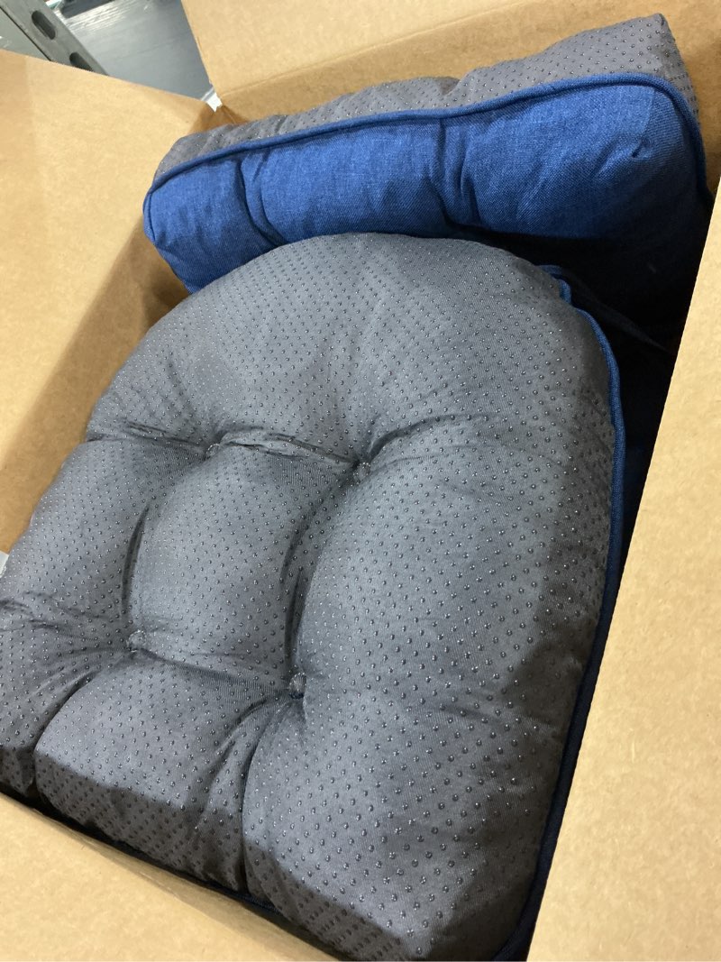 Condition photo showing Good Condition for chair cushions for dining chairs, seat cushions for kitchen chairs, indoor seat cushions with ties, tufted foam chair pads, non slip chair cushions set of 4, 15.5" x 15.5" x 4", navy blue navy blue pack of 4