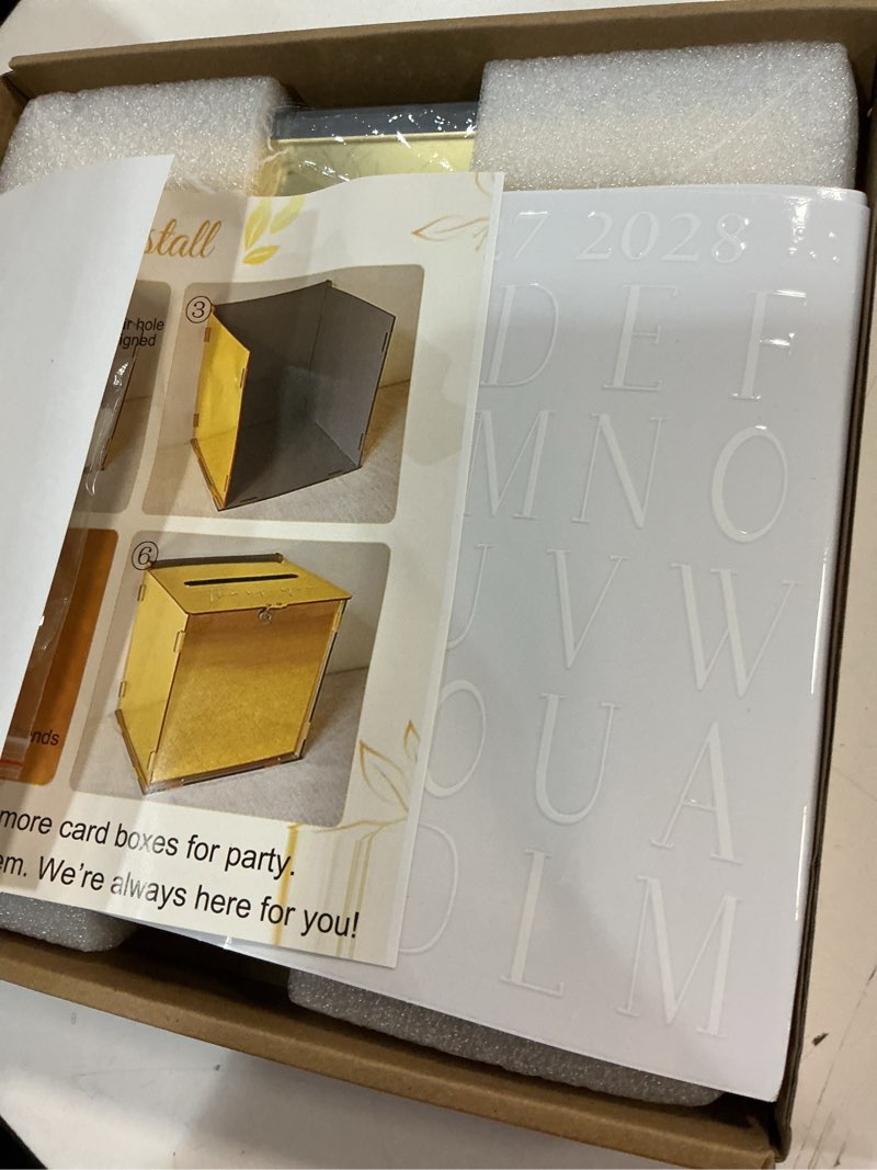 Condition photo showing Good Condition for Metallic Gold Mirror Acrylic Wedding Card Box with Lock Slot and Last Name Transfers Money Box for B