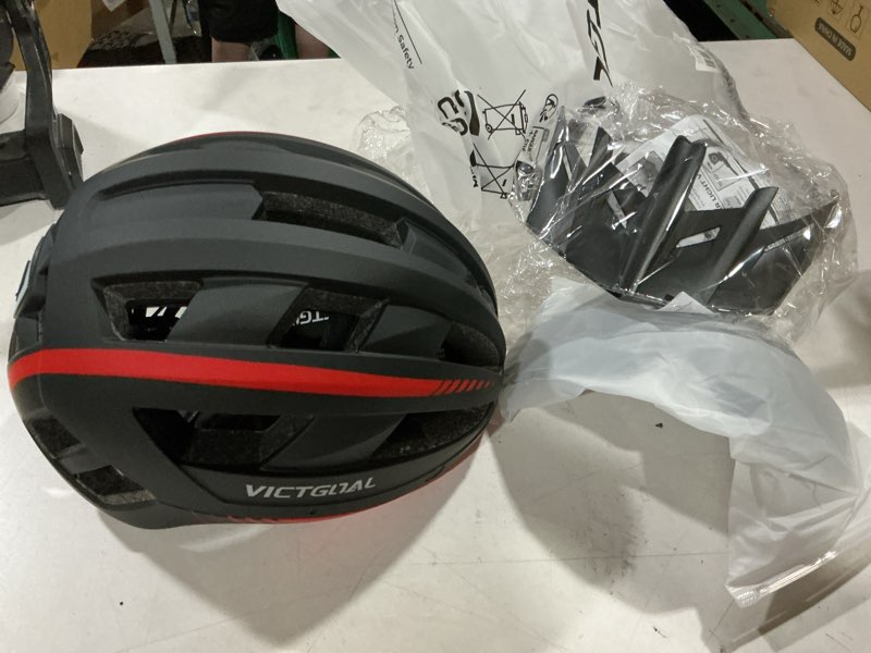 Condition photo showing Good Condition for victgoal bike helmet with usb rechargeable rear light detachable magnetic goggles removable sun visor mountain & road bicycle helmets for men women adult cycling helmets m: 54-58 cm black red