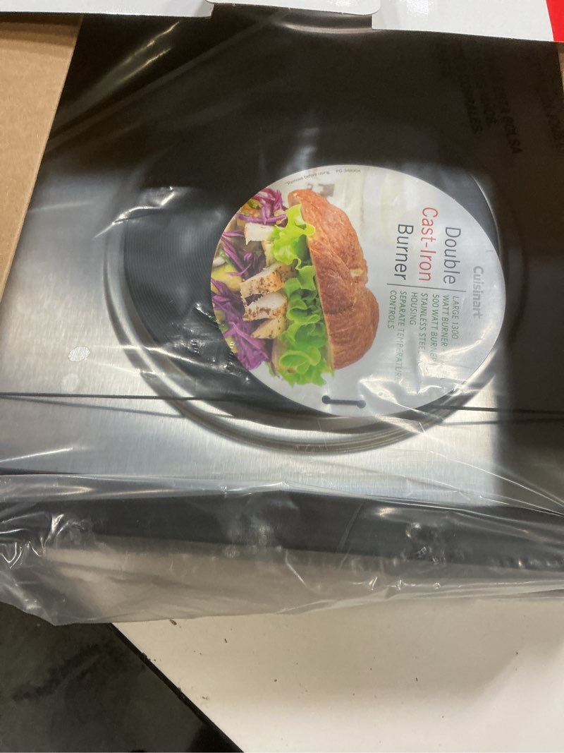 Condition photo showing New/Like New for Cuisinart CB-60P1 Countertop Double Burner, Stainless Steel/Black Cuisinart Cast-Iron Double Burner