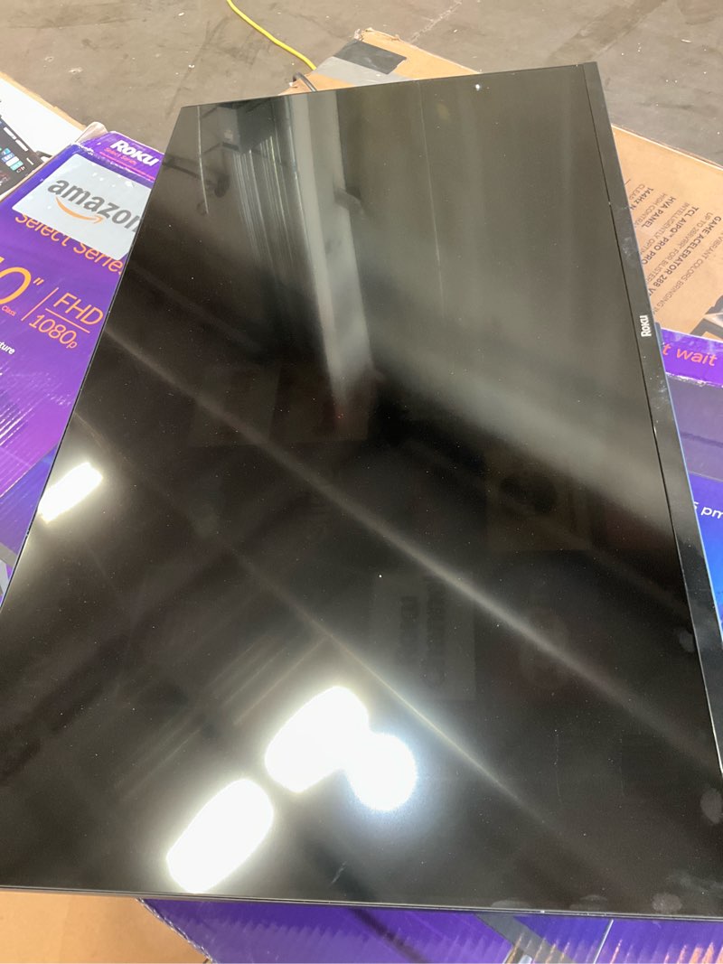 Condition photo showing As Is for roku smart tv – 40-inch select series, 1080p full hd tv – roku tv with voice remote – flat screen led television with wi-fi for streaming live local news, sports, family entertainment