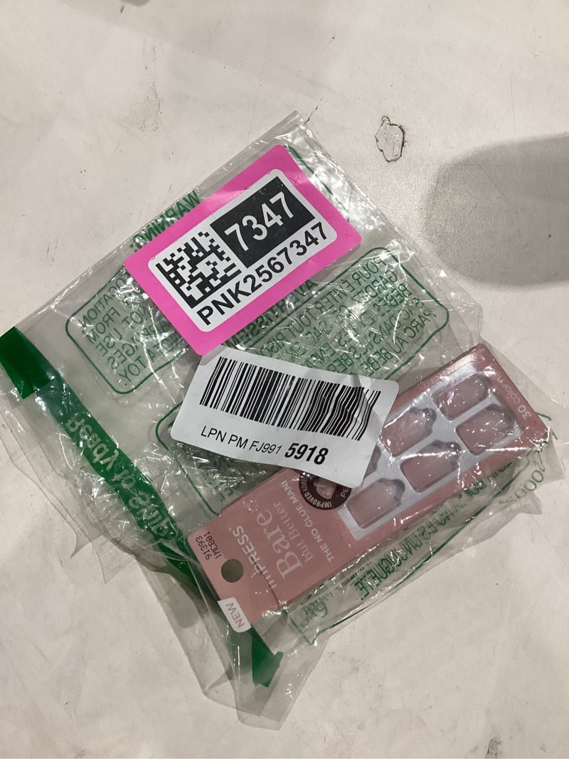 Condition photo showing Good Condition for KISS imPRESS No Glue Mani Press On Nails, Bare but Better, 'Instinct', Pink, Short Size, Squoval Shape, Includes 30 Nails, Prep Pad, Instructions Sheet, 1 Manicure Stick, 1 Mini File