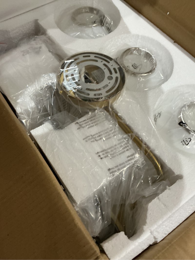 Condition photo showing Good Condition for gold bathroom light fixtures, modern vanity lighting over mirror, mid century brushed brass wall sconce 3-light with milky white glass ball shades gold 3-light