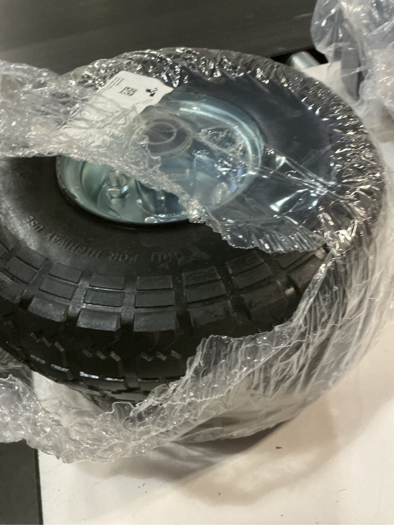 Condition photo showing Good Condition for ar-pro (2-pack) 10-inch solid rubber tire wheels - replacement 4.10/3.50-4" flat free tire with 5/8" bearings, 2.2" offset hub - compatible with hand truck, wheelbarrow, dolly, gorilla carts silver