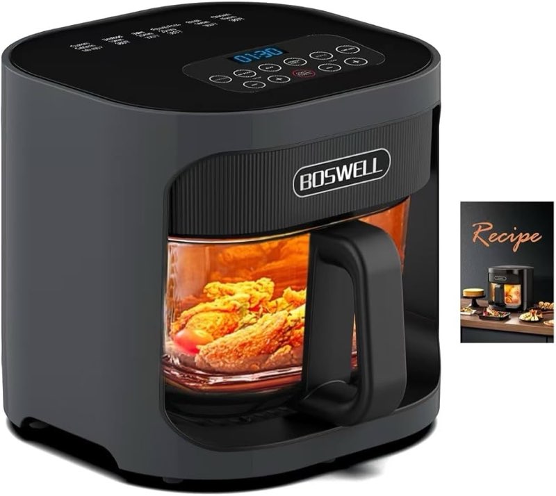 Boswell 4.5 Quart Air Fryer ,6 in 1 Air Fryer, 5 Presets / Grey