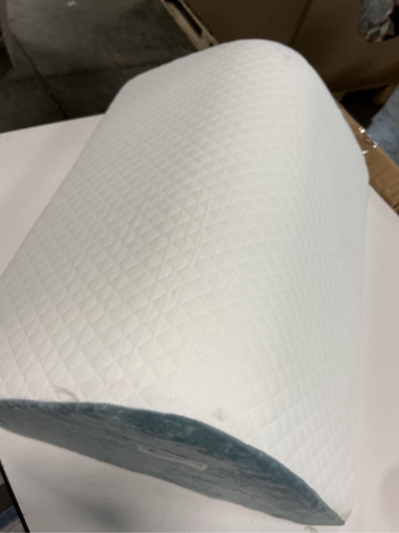 Condition photo showing As Is for Knee Wedge Pillow for Post-Surgery Recovery-Leg Elevation Support for Sleep Position, Alleviating Lower Back & Hip Pain Enhancing Circulation in Ankles Legs Triangle Pillow with Removable Cover White & Gray 21.6*17.8*6.9 Inch?for height over 5'3"?