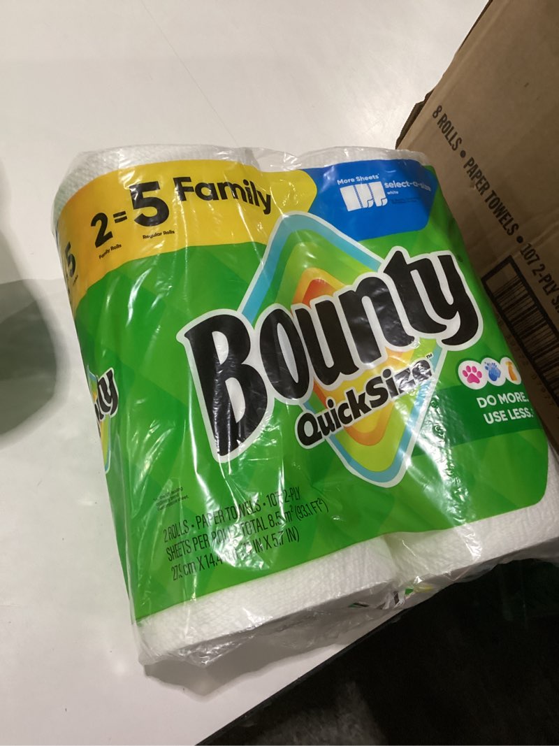 4 packs of 2 family rolls bounty paper towels