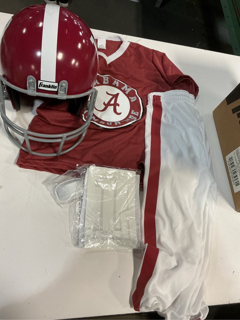 Condition photo showing Good Condition for (( Size Small))Franklin Sports NCAA Kids College Football Helmet + Jersey Sets - NCAA Team Uniform Costume Set - Toy Sets Alabama Crimson Tide 