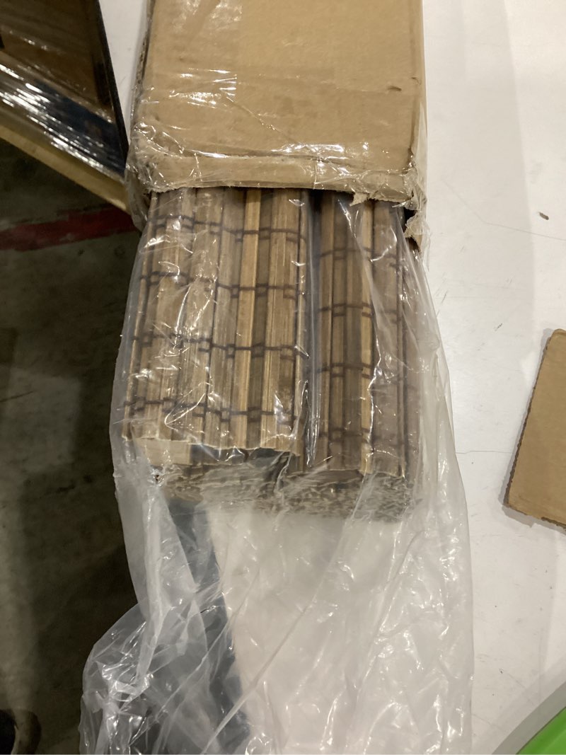 Condition photo showing New/Like New for cordless bamboo roman shades for windows, blinds size (36" w ×64" h) colour (highfield teak) highfield teak 36" w × 64" h