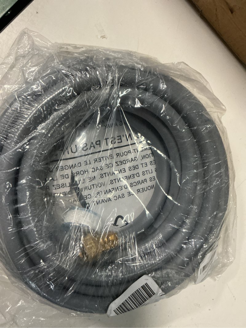 Condition photo showing New/Like New for 25ft dehumidifier drain hose with 3/4” fht brass rustproof connector, versatile drain hose perfectly compatible with most dehumidifiers and 3/4” external thread outlet, no leak (grey, 25ft) 25ft gray