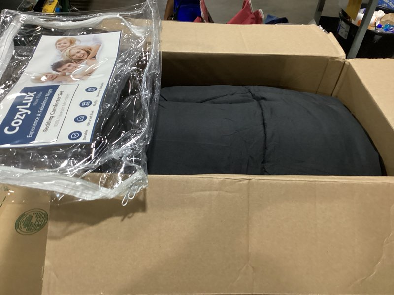 Condition photo showing Good Condition for cozylux queen comforter set black - 270gsm 3 pieces box stitched comforters queen size, soft bed set for all seasons, lightweight bedding sets with 1 down alternative comforter and 2 pillow shams