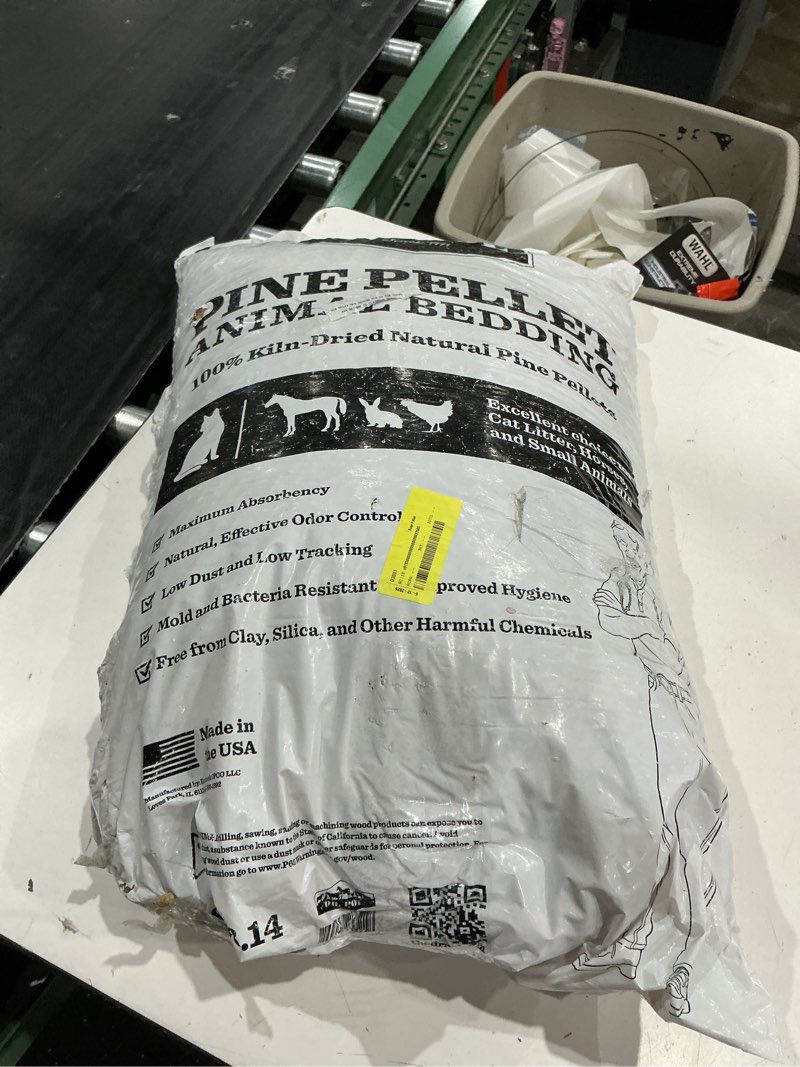 Condition photo showing As Is for dr. pol pine pellets for animal bedding and cat litter, 40 lbs