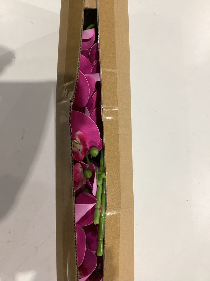 Condition photo showing Good Condition for 6 pack rose red orchid artificial flowers real touch, 23'' artificial faux realistic latex orchid stem bouquets, fake phalaenopsis flower for wedding home arrangement décor (6, rose red) 6 rose red