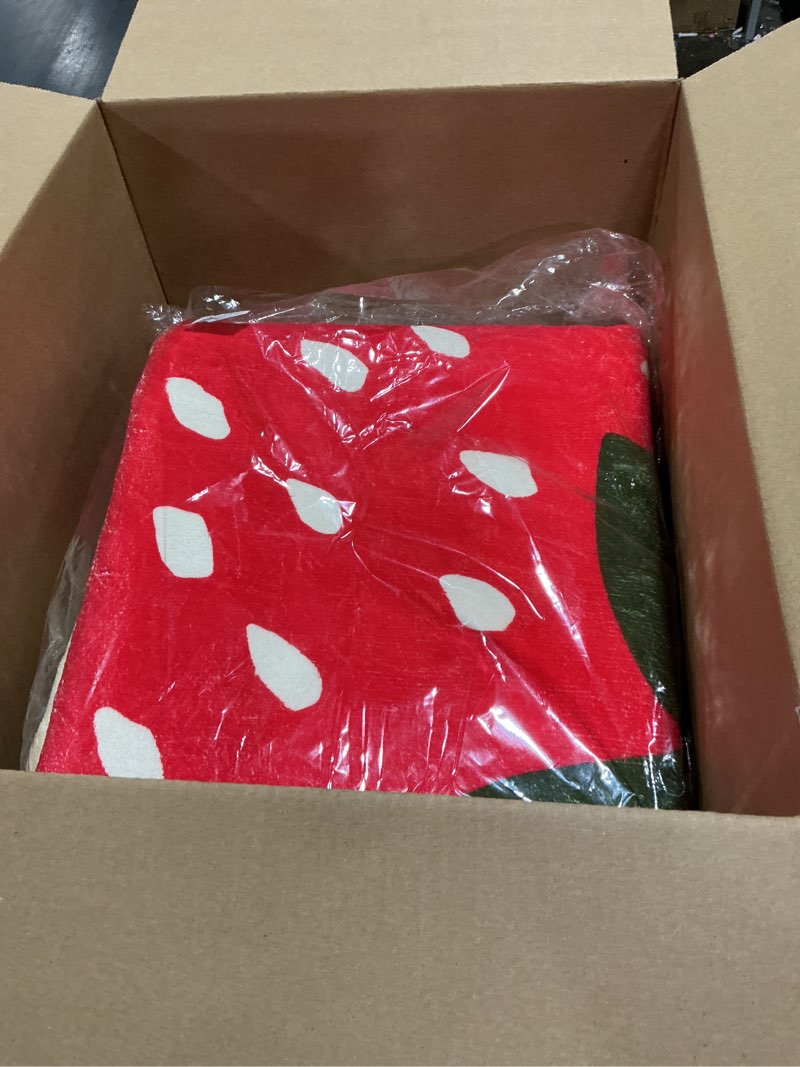 Condition photo showing Good Condition for 5x8 Area Rug with Strawberry Pattern for Girls Bedroom - Plush Soft Baby Plush Bedside Indoor Rugs, Rectangular Non-Slip Small Living Room Carpets, Stylish Decor for Girls Strawberry Mood 8 x 5 feet (Rectangular)