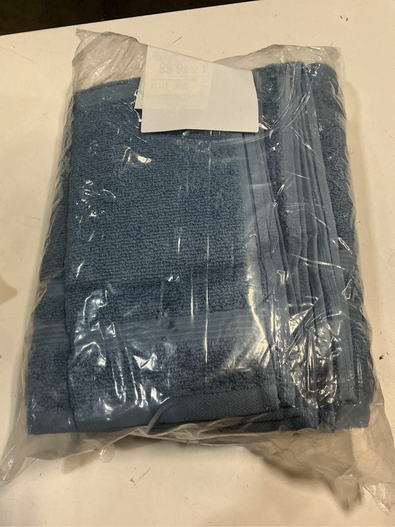 Condition photo showing Good Condition for mainstays performance 6-piece cotton bath towel set, quick dry, fade resistant, blue