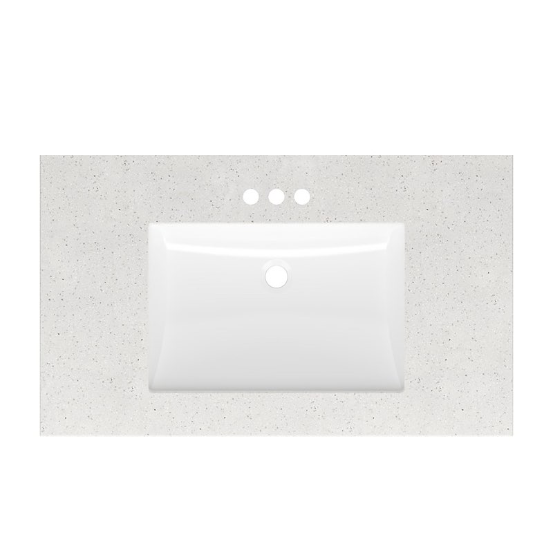 Style Selections 3 Hole Premium Cultured Winter Sky Integral Single 37" Marble Sink