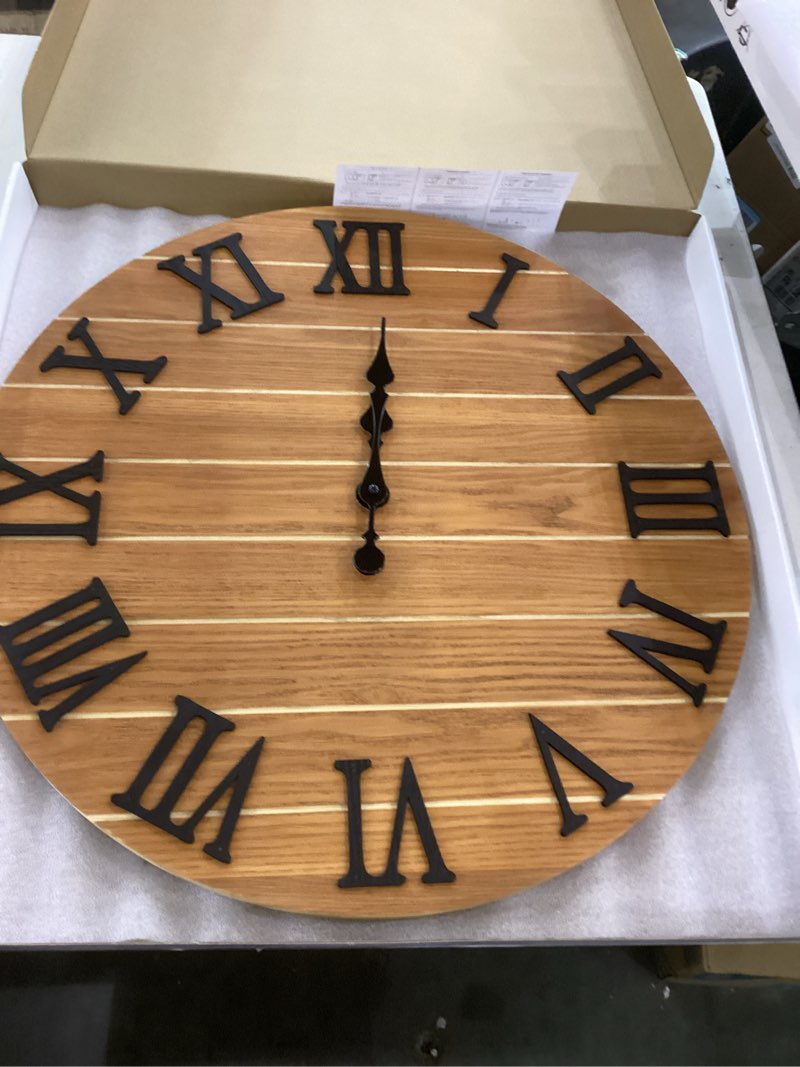  Office Wall Clock Wood Solid Extra Large Wall Clocks Battery Operated 24 Inch Rustic Wall Clock Silent Non Ticking 24 Inch Blue1