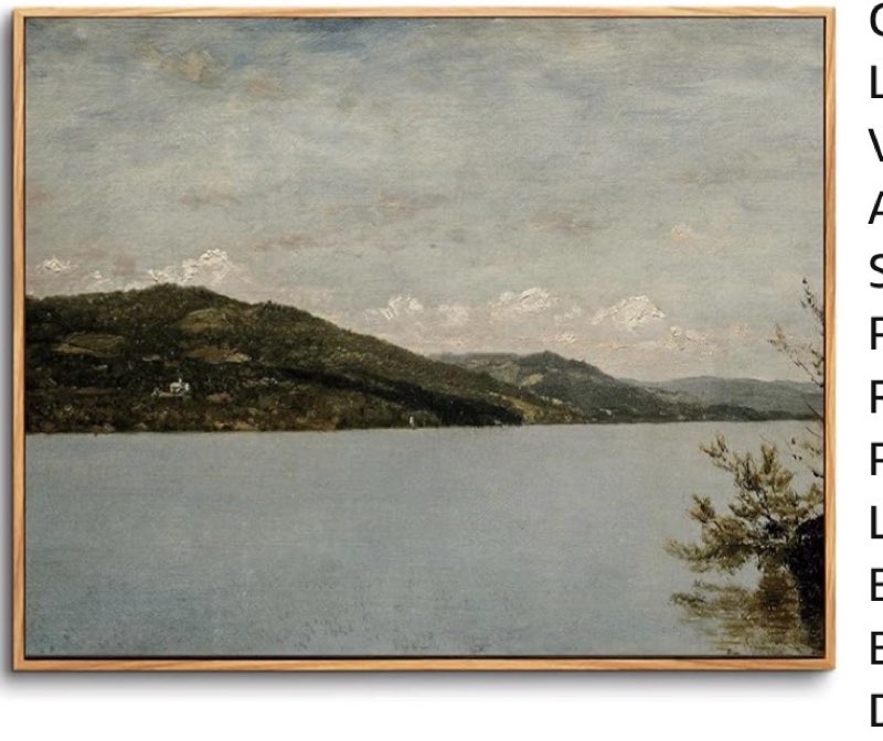 crmotu framed canvas wall art, lake landscape vintage large artwork, nature scenery retro art prints, mountain river moody wall painting for living room bedroom bathroom office decor aesthetic 24x36in