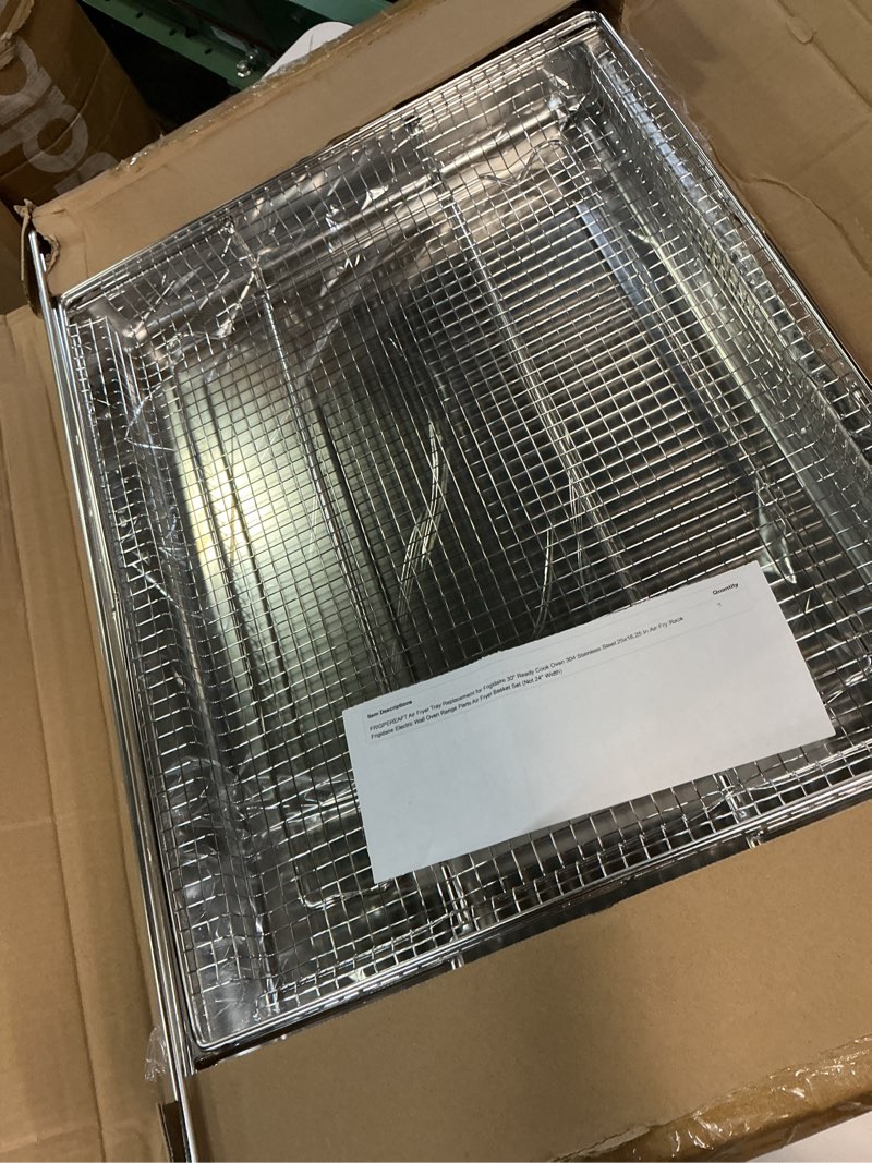 Condition photo showing Good Condition for frigpereaft air fryer tray replacement for frigidaire 30'' ready cook oven 304 stainless steel 25x16.25 in air fry rack frigidaire electric wall oven range parts air fryer basket set (not 24'' width)