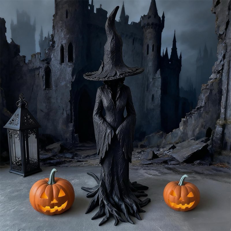 XluxGlow Hand-Painted Enchanting Witch Statue?19.7" Cracker Barrel Witch Gothic Halloween Resin Figu