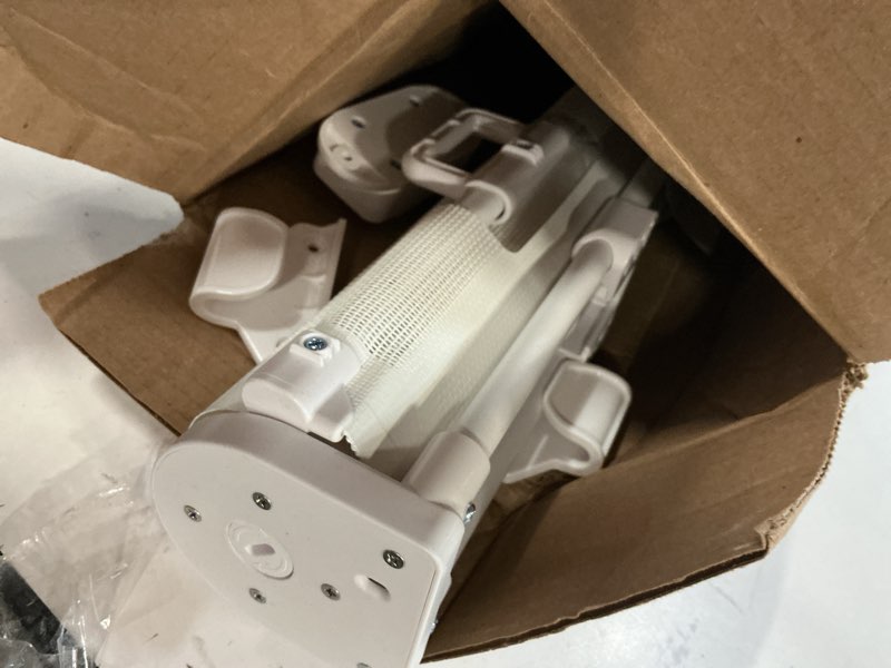 Condition photo showing As Is for Reinforced 96" Wide Retractable Baby Gates Extra Wide Dog Gate with Support Rods - Prevent Crawling Under, Retractable Dog Gate Indoor Outdoor Retractable Gate Wide Baby Gates for Large Openings,White White (33" Tall x 96" Wide)