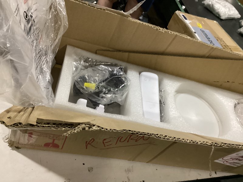 Condition photo showing As Is for vcqq 72 inch white ceiling fans with lights and remote, 3 blade wood outdoor ceiling fan with light,