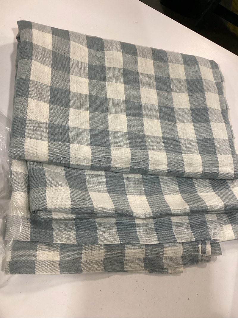 Condition photo showing Good Condition for (size xl )gingham tablecloth rectangle table cloth heavy duty cotton checkered table cover for spring picnic kitchen dining( xl) (rectangular) blue