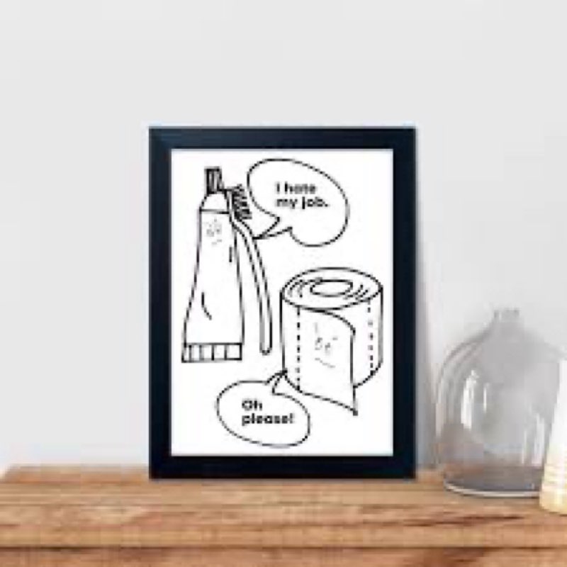 Black and White Bathroom Wall Decor Funny Bathroom Quote Wall Art Framed Cute Canvas Print Pictures Artwork for Wall