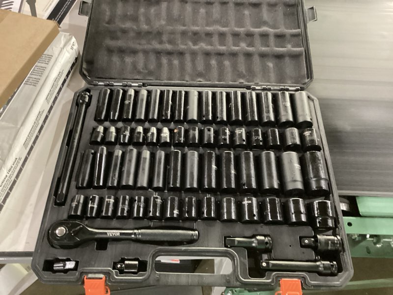Condition photo showing New/Like New for vevor 1/2" drive impact socket set, 65 piece sae 3/8" to 1-1/4" and metric 10-24mm, 6 point cr-v alloy steel for auto repair, easy-to-read size markings, rugged construction, storage case 1/2" 65pcs