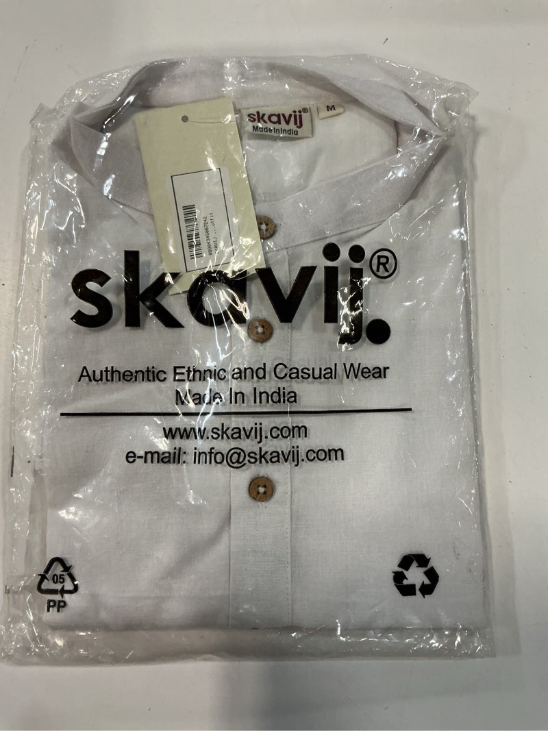 Condition photo showing New/Like New for skavij men’s cotton linen kurta shirt – long sleeve henley with mandarin collar roll-up sleeves casual ethnic tunic top medium white
