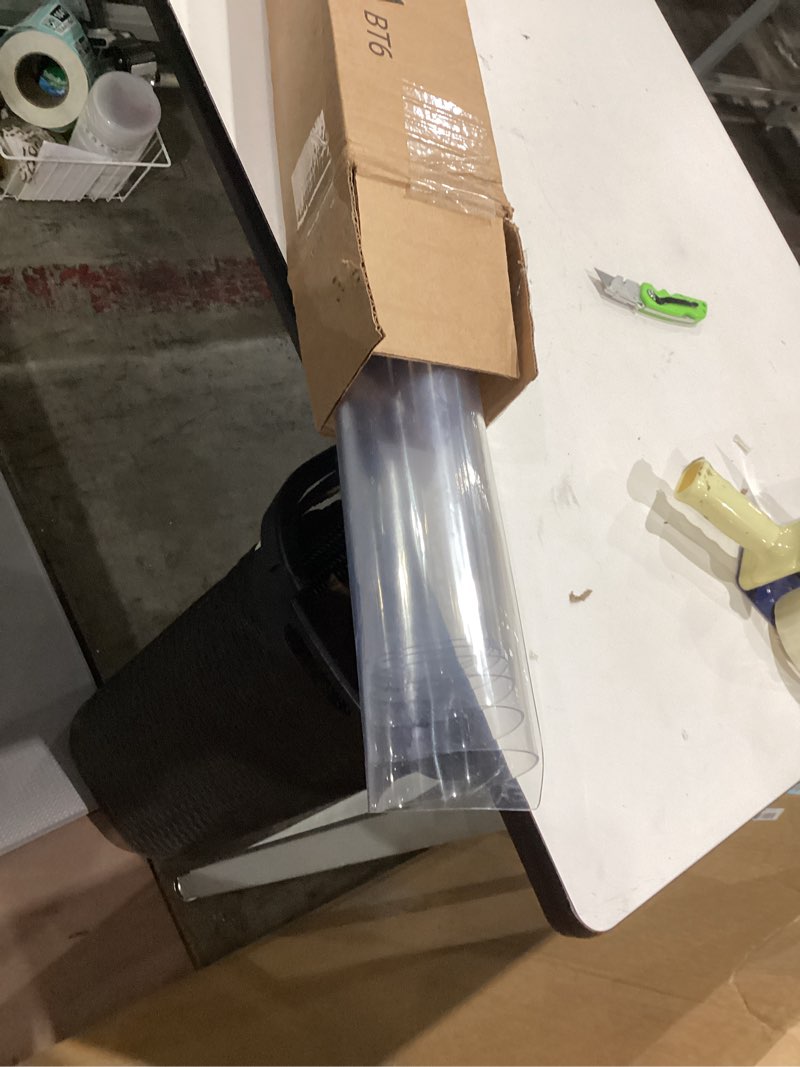 Condition photo showing Good Condition for lovepads clear table cover protector, 36 x 60 inch 2mm thick plastic table cover, table protector for dining room table, waterproof dresser cover top for kitchen, coffee, writing