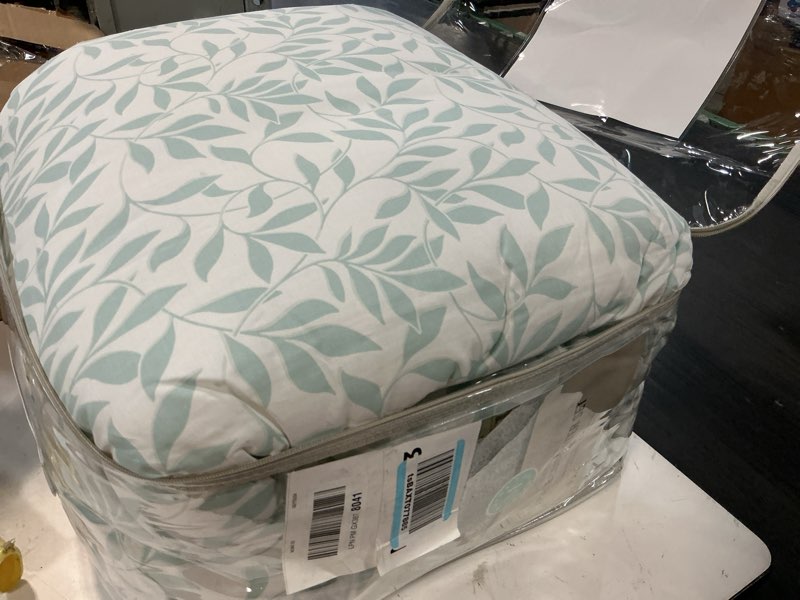 Condition photo showing Good Condition for martha stewart - queen comforter set, 100% naturally soft & breathable cotton bedding, lightweight for year round comfort, 3 piece bed set with matching pillowcases (copper vines blue) queen copper vines blue