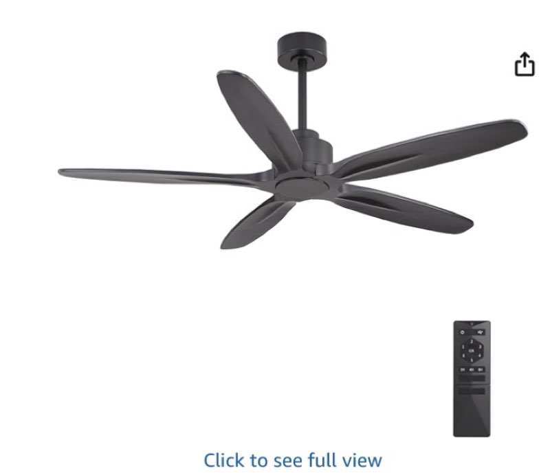 WINGBO 54 Inch Ceiling Fan without Light - 5 Carved Solid Wood Blades, 6-Speed Reversible DC Motor, 
